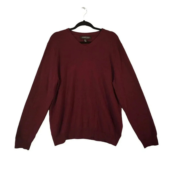 Harrison David Cashmere Sweater Men's Size XL Burgundy V-Neck Stretchy - Picture 1 of 5